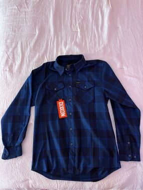 DIXXON Men's Navy and Royal Blue Plaid Button-Down Shirt